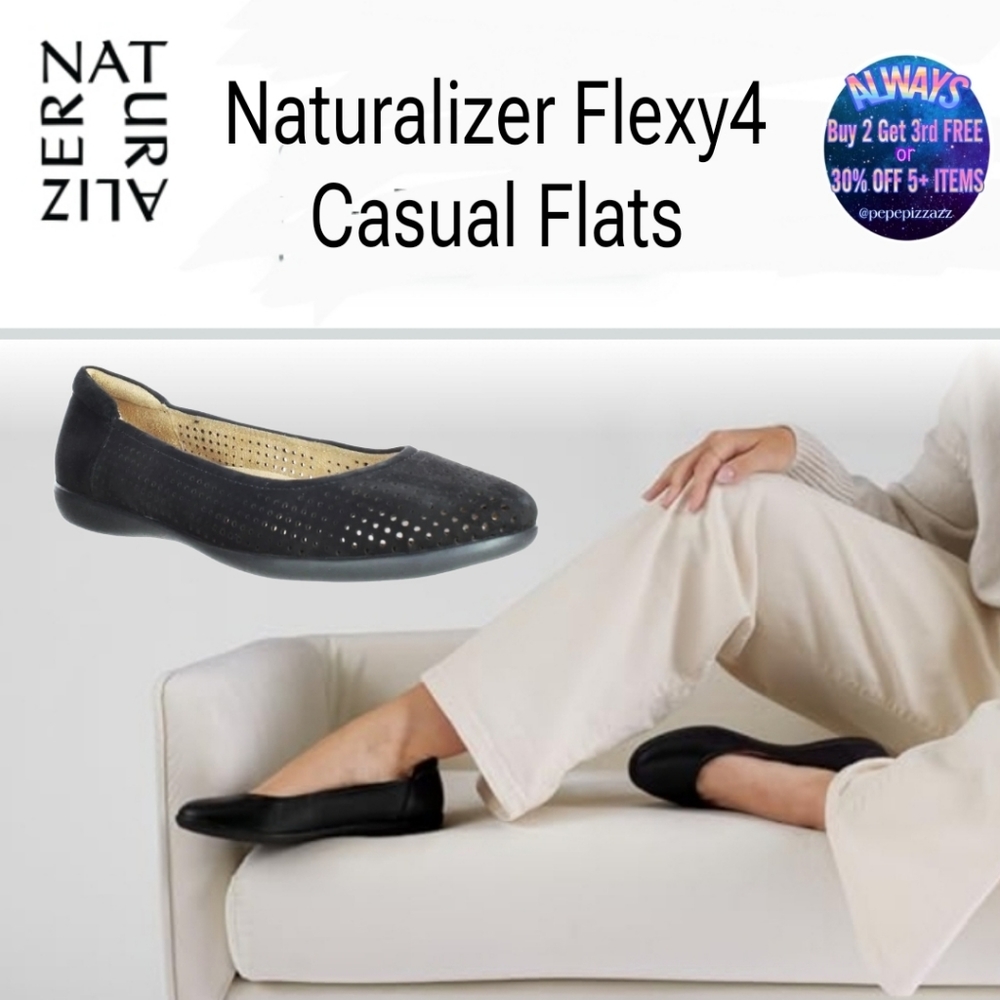 NWB Naturalizer Womens Flexy4 Black Casual Flats Size 9 (7324549)